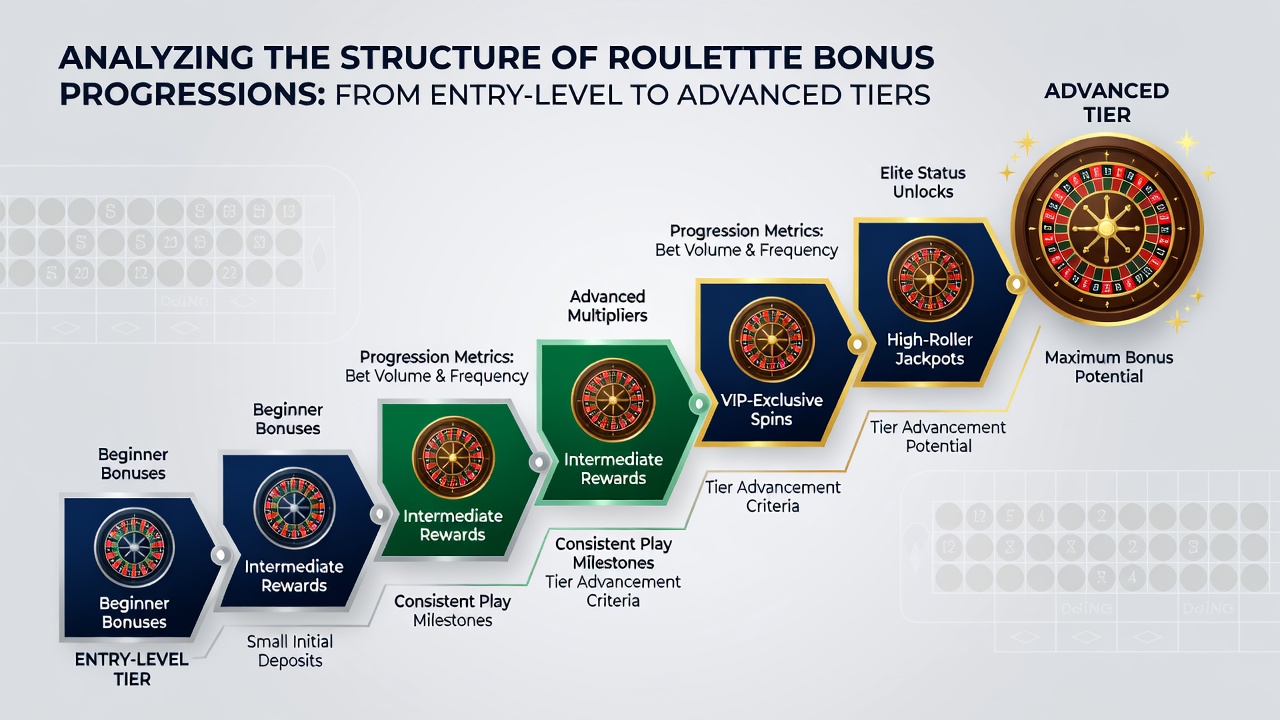Infographic illustrating intermediate and advanced roulette bonus tiers with point systems, cashback rates, and VIP qualification pathways