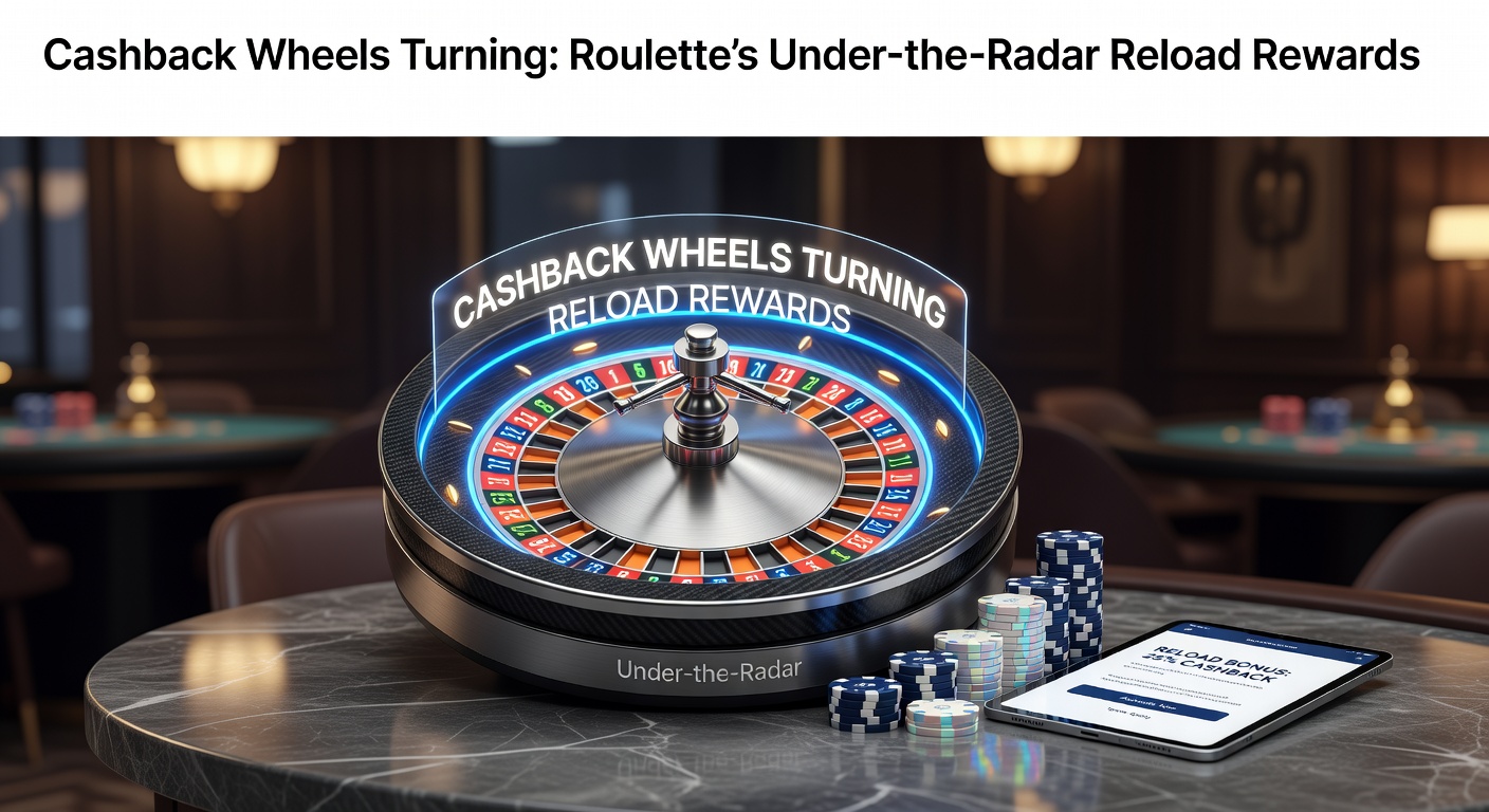 Vibrant roulette wheel spinning with glowing cashback icons overlayed, symbolizing returning player rewards