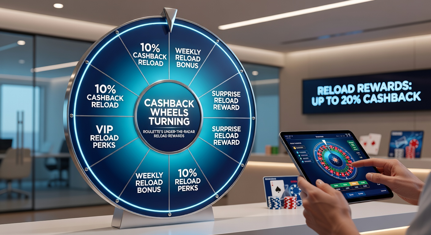 Player's dashboard showing active cashback reload bonus on a digital roulette table, with percentage refunds highlighted