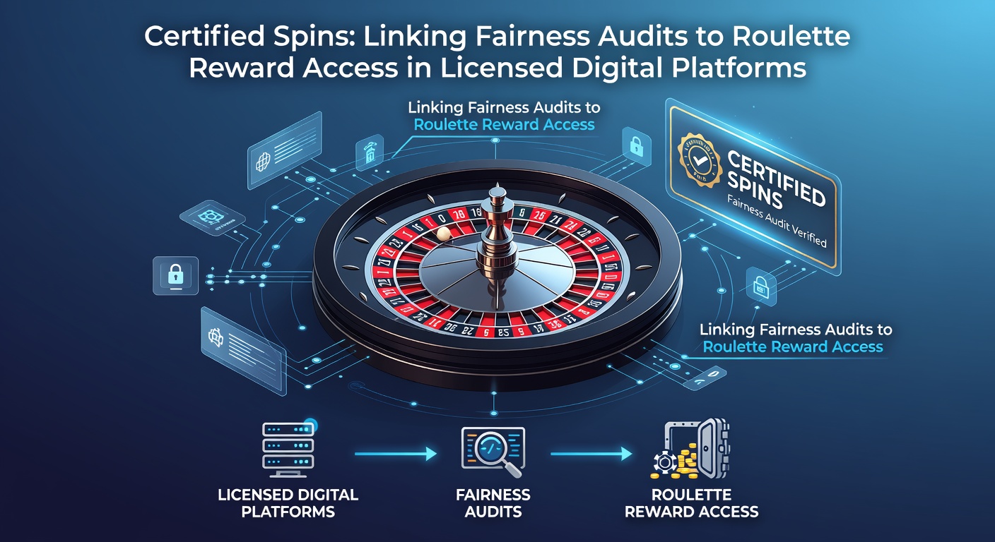 Roulette wheel with certification badges and digital audit icons overlaid on a licensed gaming interface