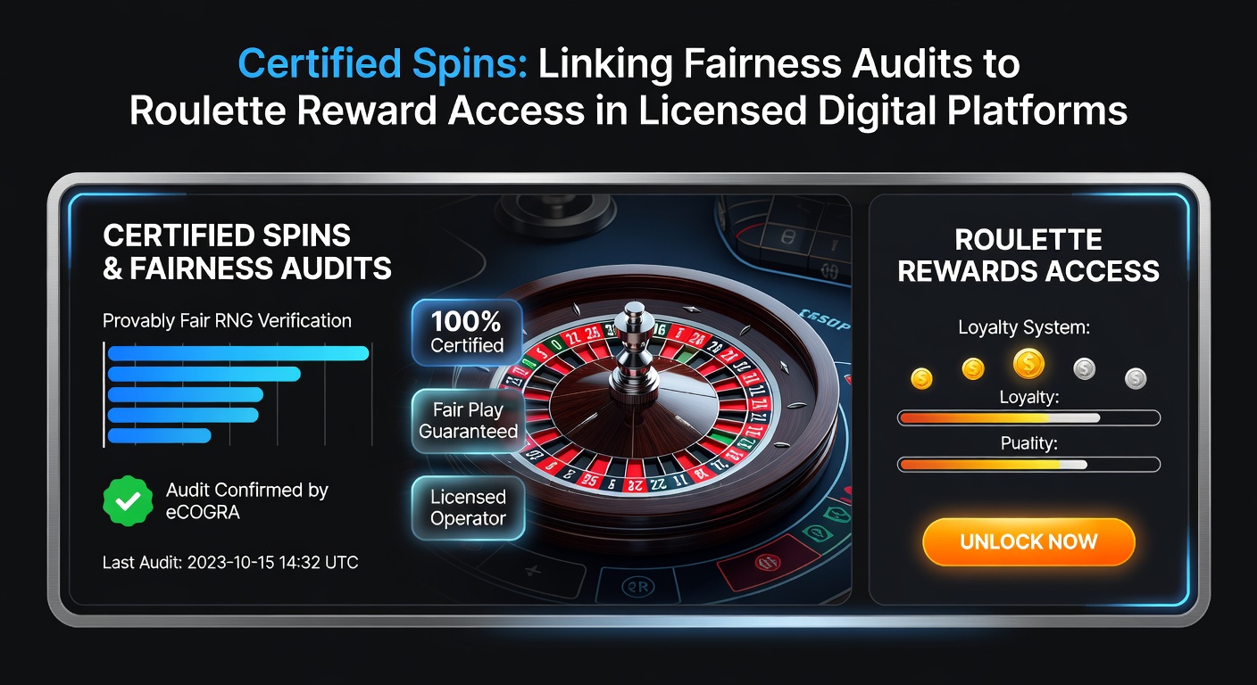 Digital dashboard showing roulette reward access tied to fairness audit certificates and verification timestamps