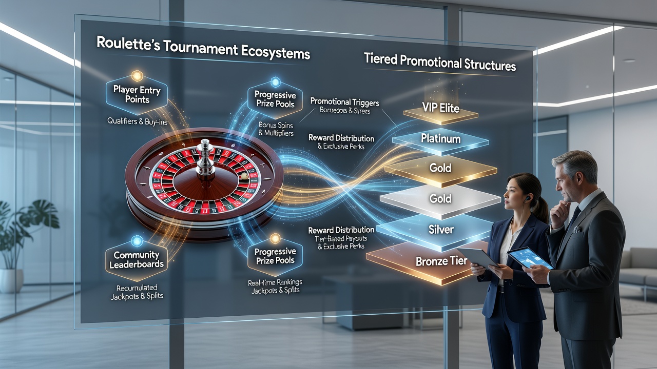 Casino loyalty tier display showing promotional levels and roulette tournament integration points