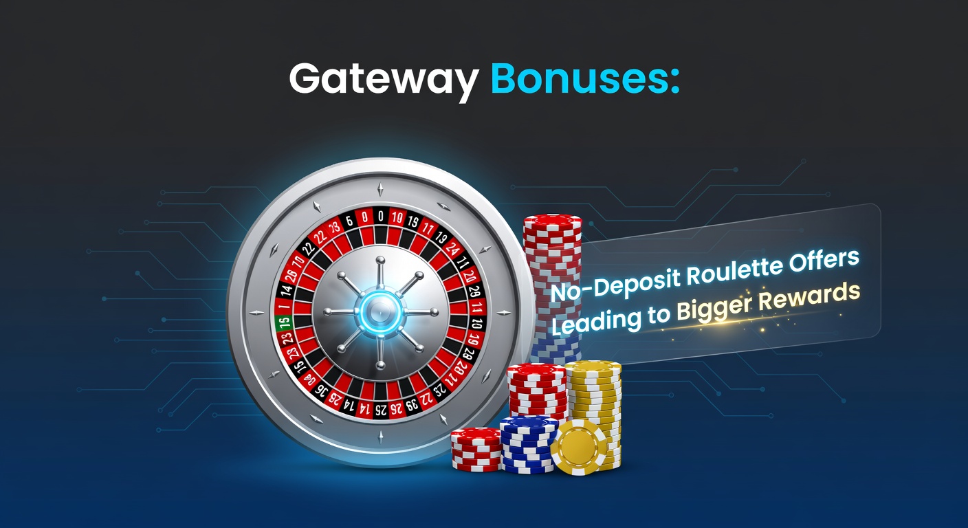 A vibrant roulette wheel with glowing bonus icons representing no-deposit entry offers transitioning to larger reward paths