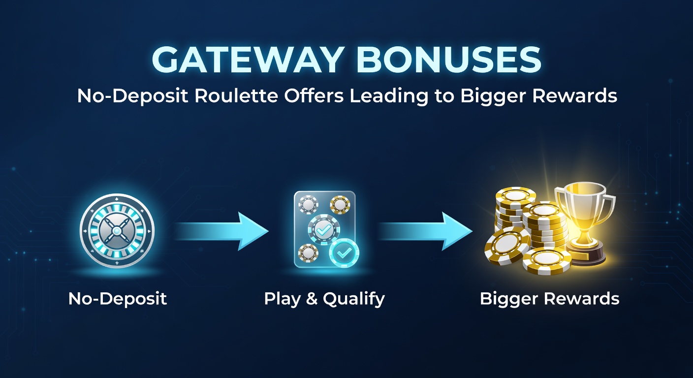 Illustration of a progression ladder starting with no-deposit roulette spins climbing toward stacked reward icons and jackpot tiers
