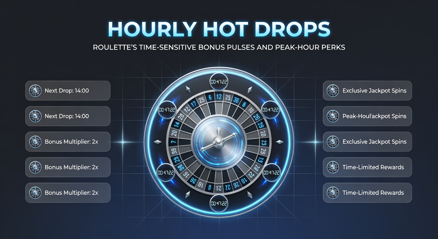 Dynamic screenshot of a casino dashboard showing peak-hour roulette perks with flashing timers and boosted multipliers during evening rushes