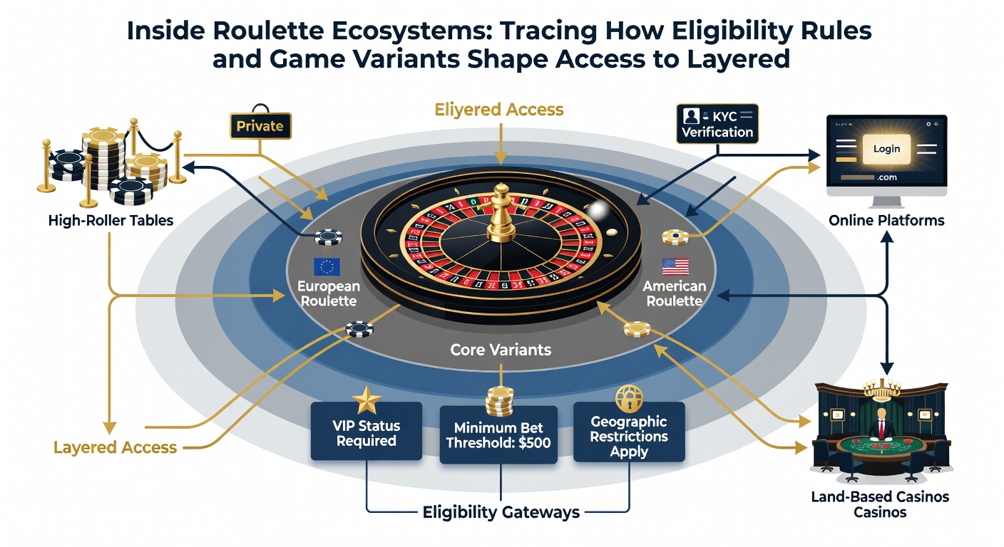 Close-up of roulette wheel with variant indicators and layered incentive structure diagrams at a regulated casino