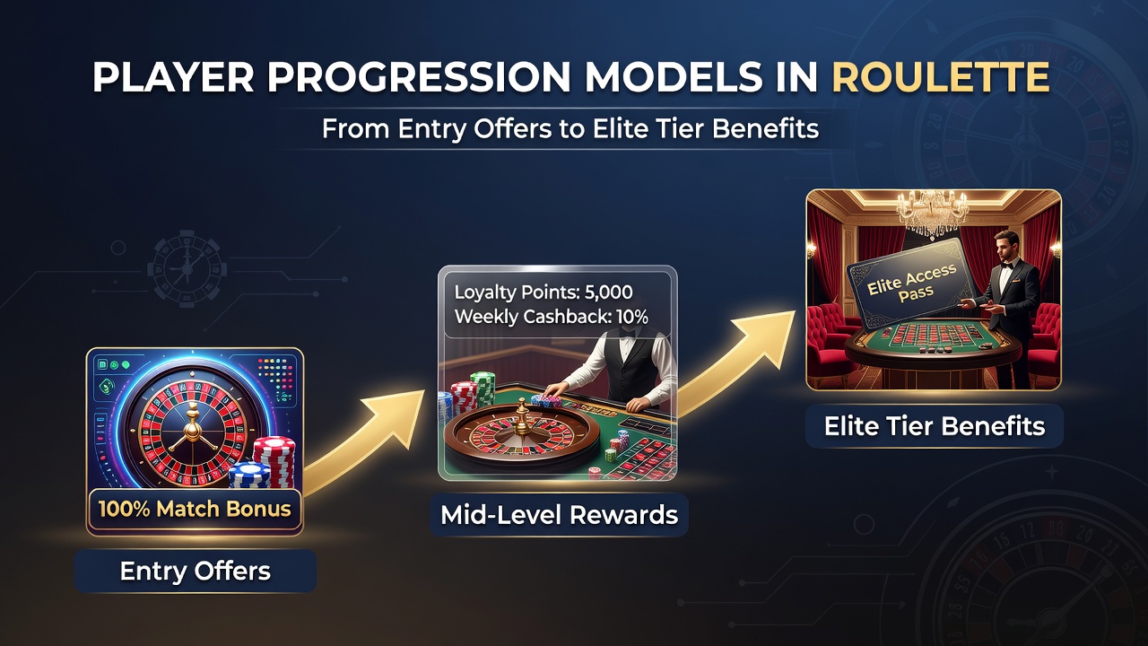 Illustration of mid to high tier roulette progression benefits including cashback and exclusive table access