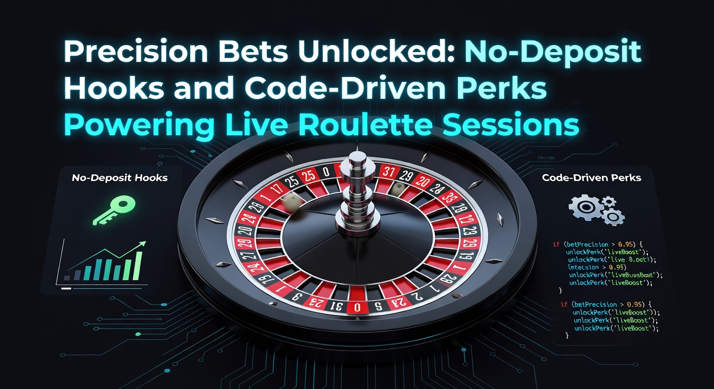 Digital illustration of a roulette wheel with glowing no-deposit bonus icons and code activation screens, symbolizing precision betting entry