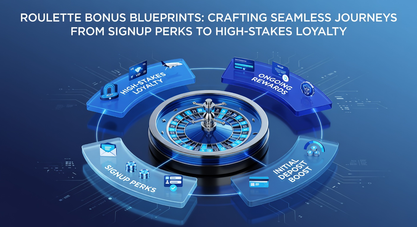 Vibrant roulette wheel surrounded by cascading bonus icons, illustrating seamless reward progression from signup to VIP tiers