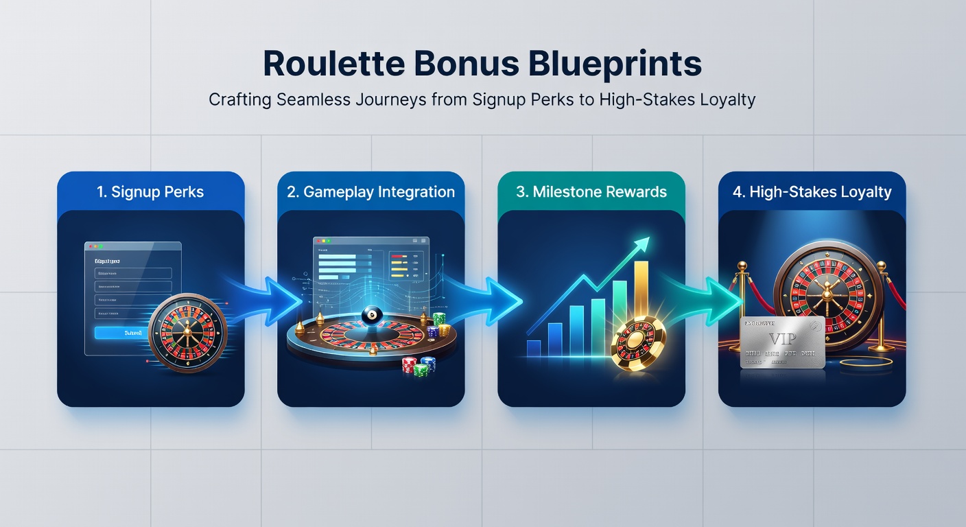 Elegant flowchart depicting roulette bonus progression, from signup perks flowing upward to high-stakes VIP loyalty crowns