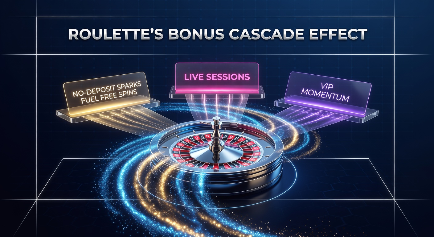 Dynamic live dealer roulette table with bonus notifications overlay, showing progression from free spins to VIP live sessions