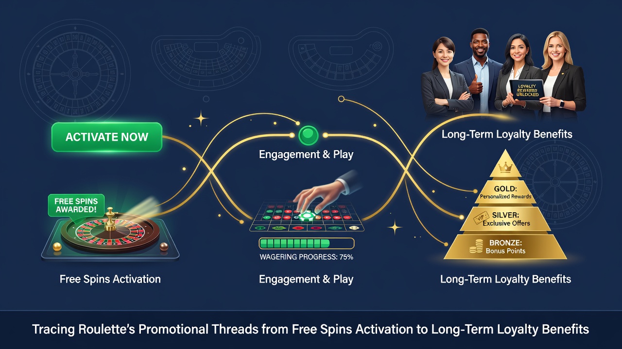 Loyalty ladder diagram illustrating roulette player progression from free spins to VIP tiers
